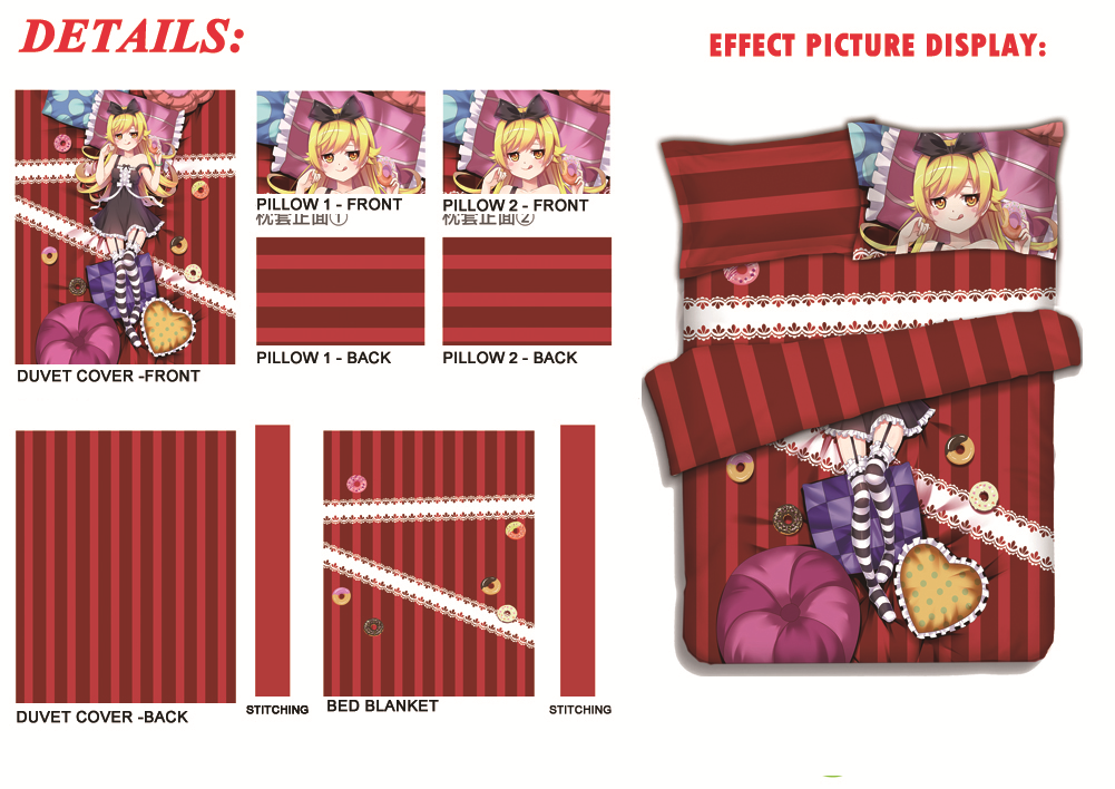 Oshino Shinobu-Bakemonogatari Anime Bed Sheet Duvet Cover with Pillow Covers